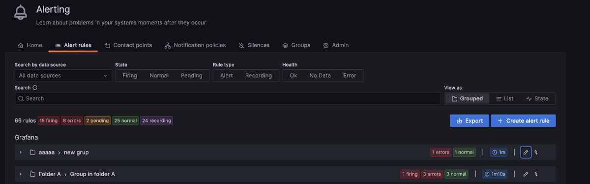Export alert rules Export alert rules