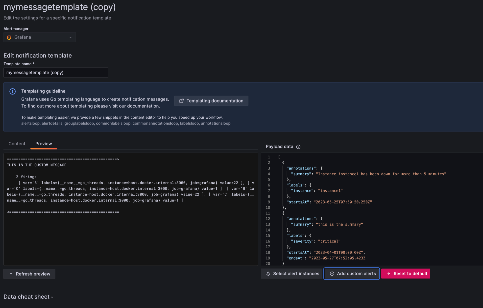 Preview notification templates Preview notification templates